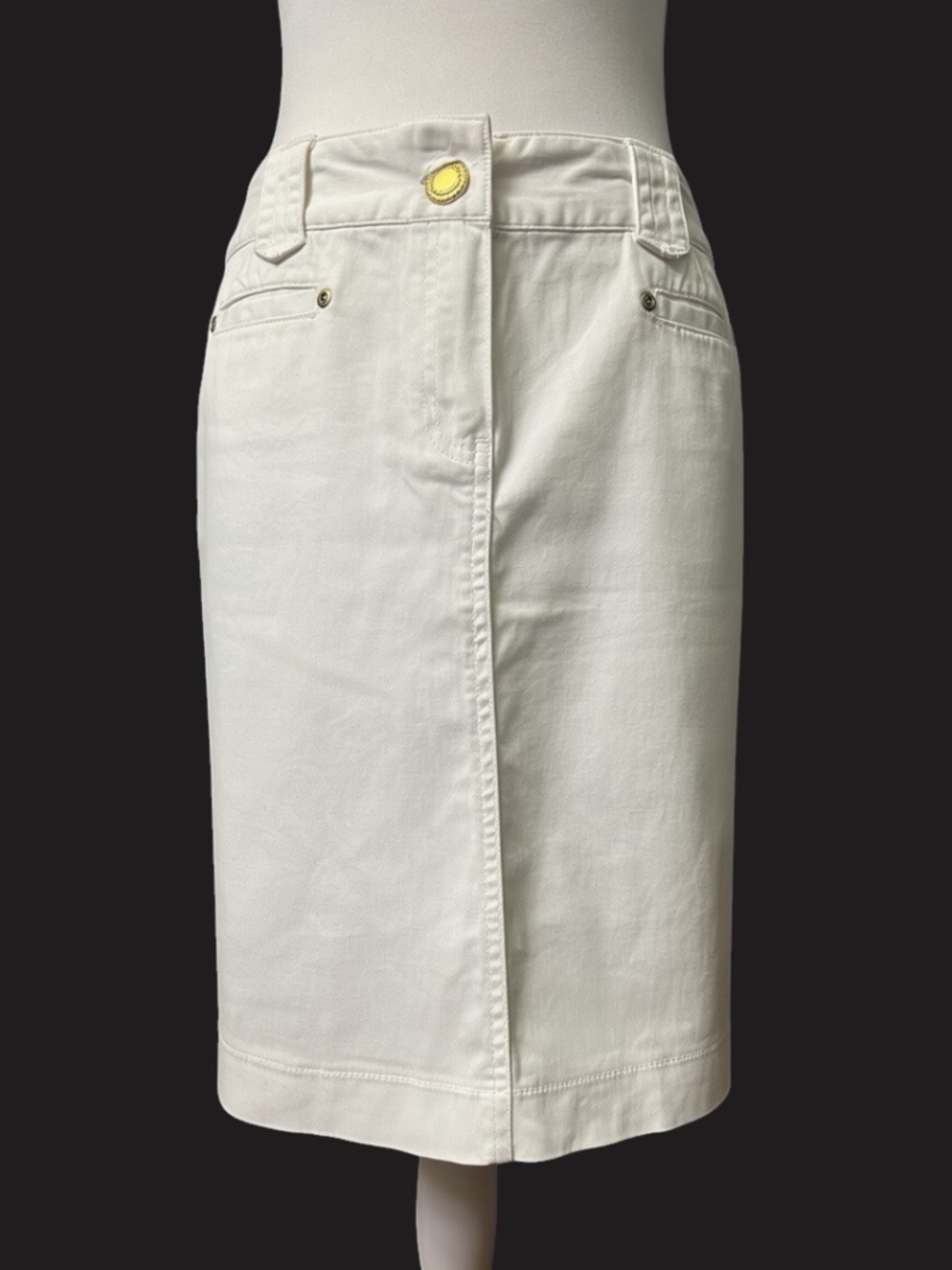 Stretch White Denim Skirt